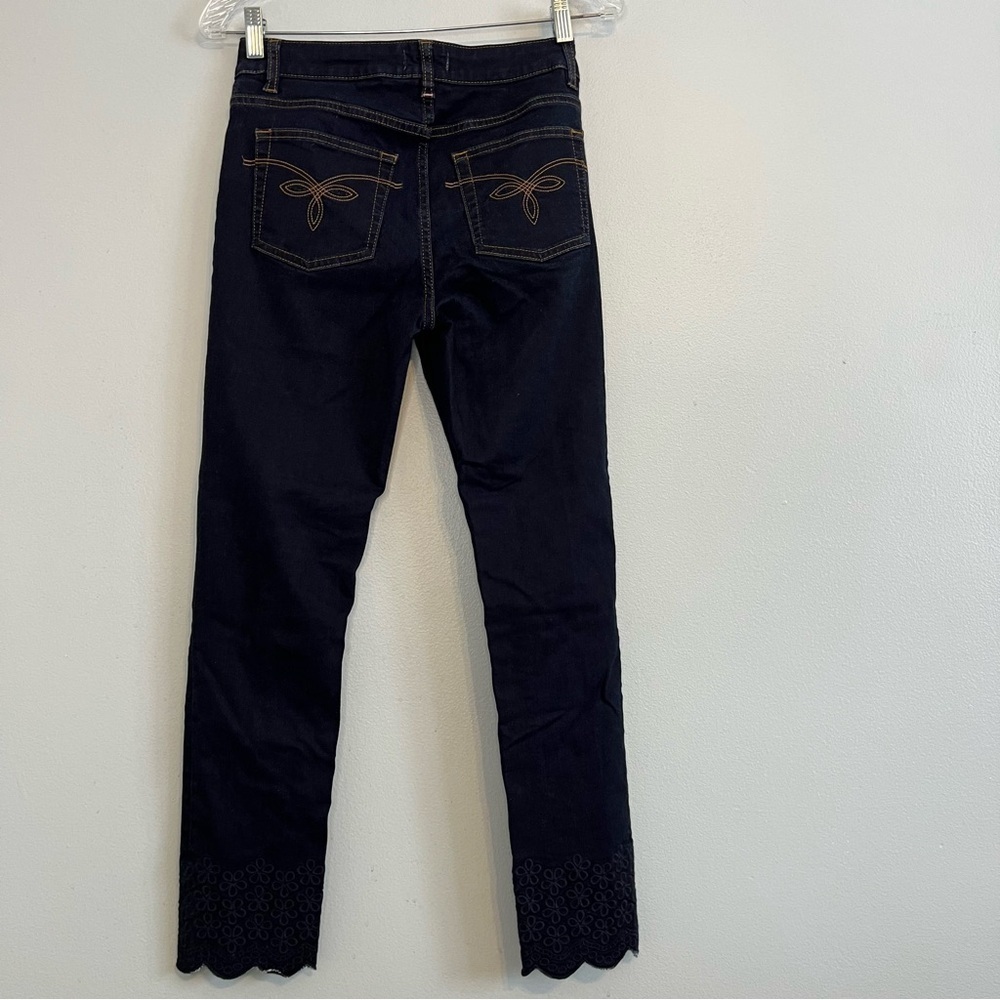 Ted Baker Navy Skinny Jeans with Scalloped Hem Embroidery - Picture 13 of 13